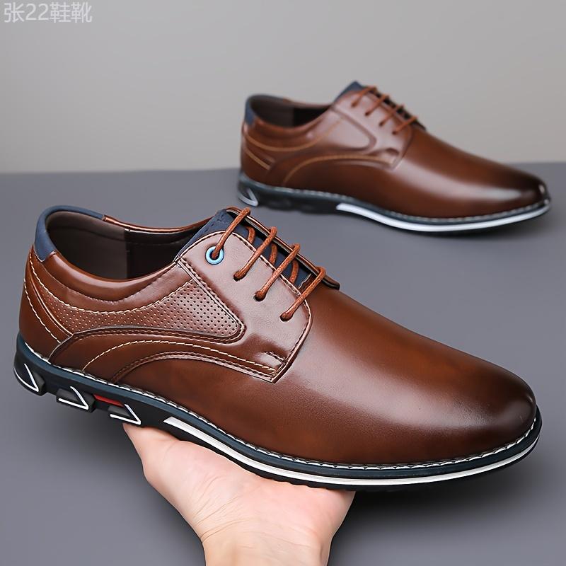 Mens Classic Dress Shoes - Durable & Slip-resistant with Premium PU Leather - Stylish Lace-up for Business & Office - Ideal Formal Wear Boy Walking Shoes Footwear Closed Rubber Comfort