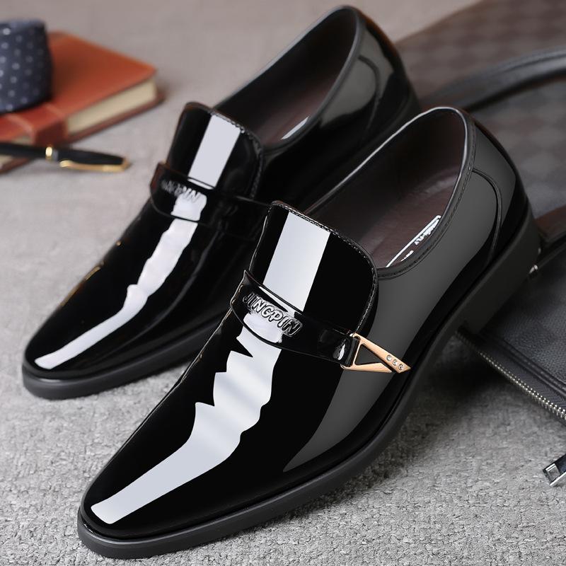 Fall New Men's Leather Shoes Bright Leather Business Casual Slip-on Loafers Hair Stylist Fashion Shoes