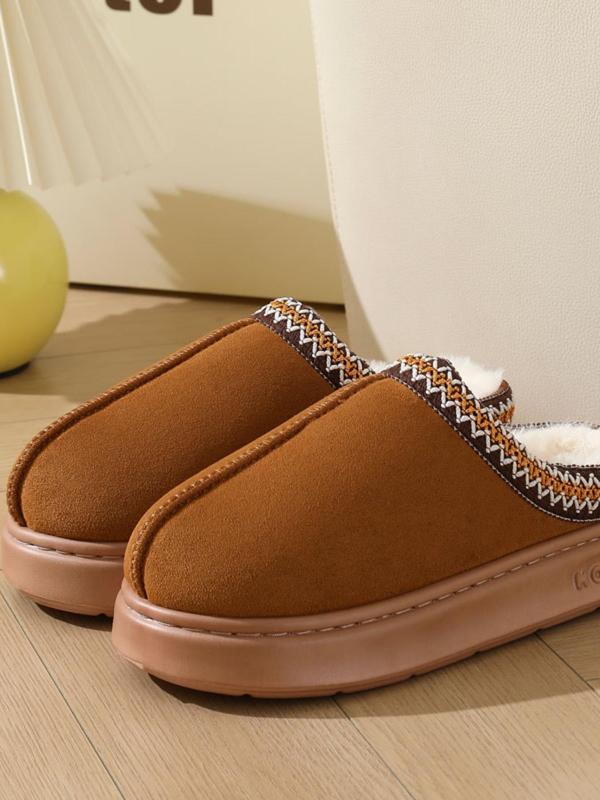 Women's Fashionable Plain Color Fuzzy Slippers, Casual Soft Comfortable Home Slippers, Warm Slippers for Indoor & Outdoor Use for Fall & Winter