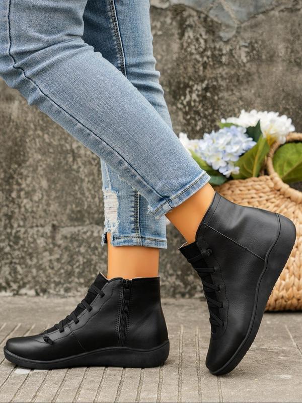 Women's Fashionable Solid Color Zipper Design Boots, Casual Comfortable Round Toe Boots for Daily Wear, Female All-match Trend Shoes for Daily Wear