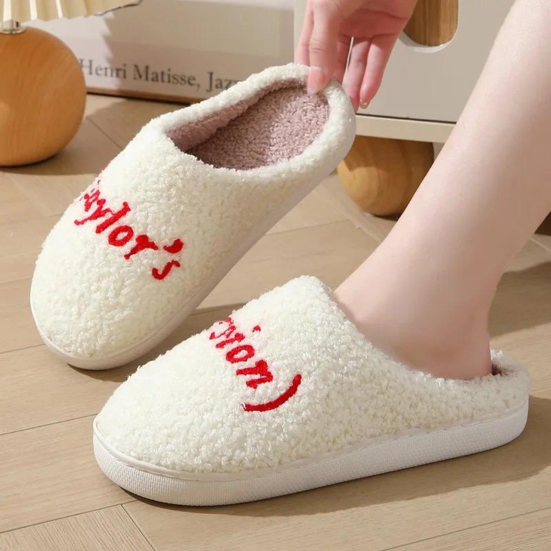 Winter Cotton Slippers Style Thick Sole Version Men Women TS Swifties Music Tour Anti-slip Fur Cushion Slides Home Shoe