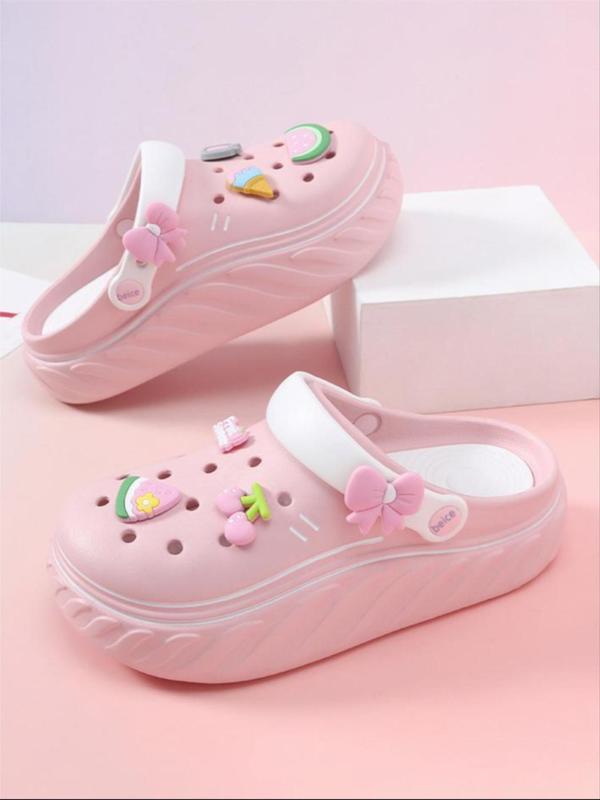 Women's Cute Cartoon Fruit Theme Charm Design Platform Clogs, Casual Comfortable Hollow Out Design Walking Shoes, Non-slip Soft Sole Clogs for Summer, Footwear