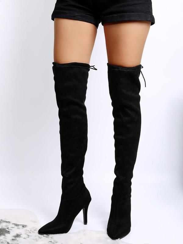 Women's 2024 Stylish Solid Lace up Back Over-the-knee Boots, Fashionable Comfort Stiletto Heel over the Knee Boots for Women, Women's Fashion Boots, Winter Shoes for School