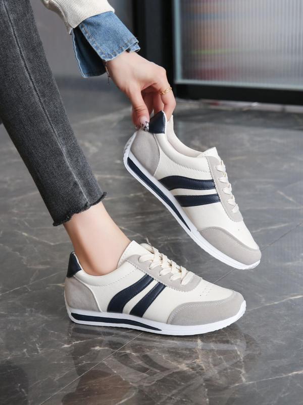 Women's Fashionable Lace Up Low Top Sneakers, Casual Comfortable Breathable Sports Running Shoes, All-match Basic Shoes for Daily Wear