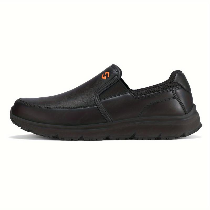 HISEA Non Slip Shoes For Men Slip On Work Shoes Chef Food Service Shoes Water Resistant Black