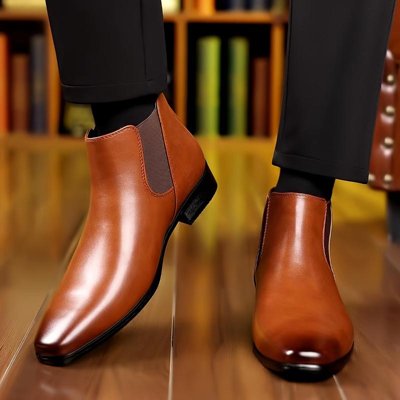 Small Square Head Men's High Top New Autumn Winter Chelsea Boots Business Formal