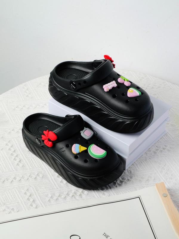 Women's Cute Cartoon Fruit Theme Charm Design Platform Clogs, Casual Comfortable Hollow Out Design Walking Shoes, Non-slip Soft Sole Clogs for Summer, Footwear