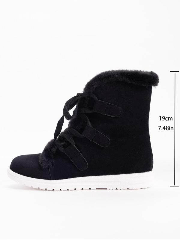 Women's Solid Color Fluffy Snow Boots, Casual Comfortable Warm Boots for Holiday Gift Fall & Winter, Female All-match Trendy Sports Shoes for Daily Wear