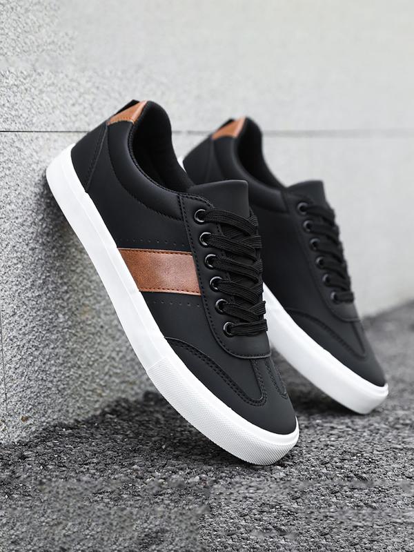 Men's Colorblock Lace Up Low Top Sneakers, Casual Comfortable Breathable Skate Shoes, Fashionable Designer Sneakers for Daily Wear