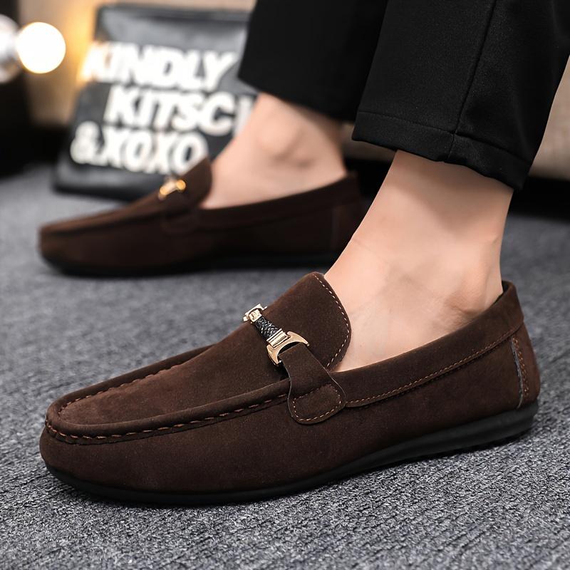 Men's Solid Color Casual Penny Loafers, Outdoor Walking Driving Breathable Lightweight Slip-on Shoes, Men's Office Daily Footwear