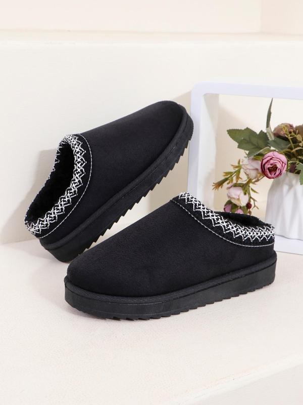 Women's Solid Color Plush Lining Slippers, 2024 New Style Casual Soft Comfortable Home Slippers, Warm Slippers for Indoor & Outdoor Use for Fall & Winter Fur Slippers