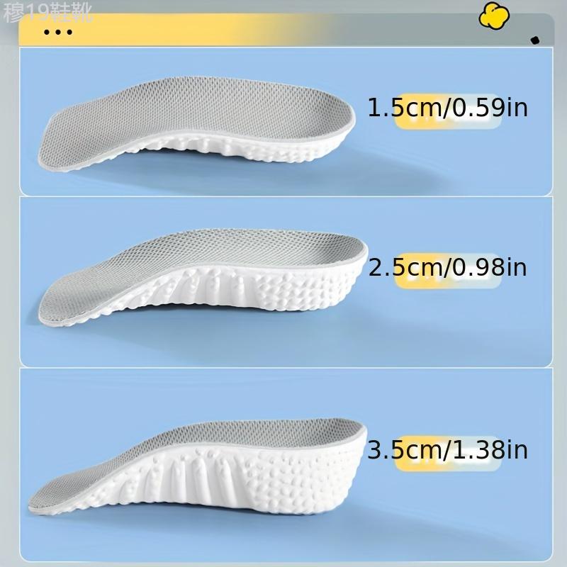 Invisible Height Increase Insoles - Adults seeking height increase and arch support - Number, Pair, Grey, EVA, Double - Suitable for Travel, Sports, Work Footwear Shoe Comfort 2 Inch