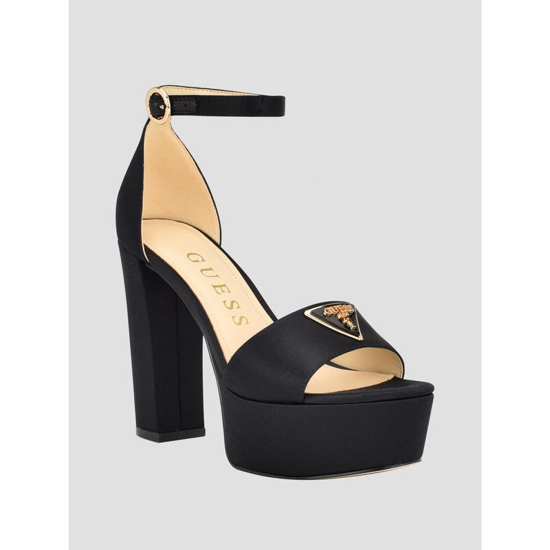 GUESS Female Setone Satin Signature Platform Heels