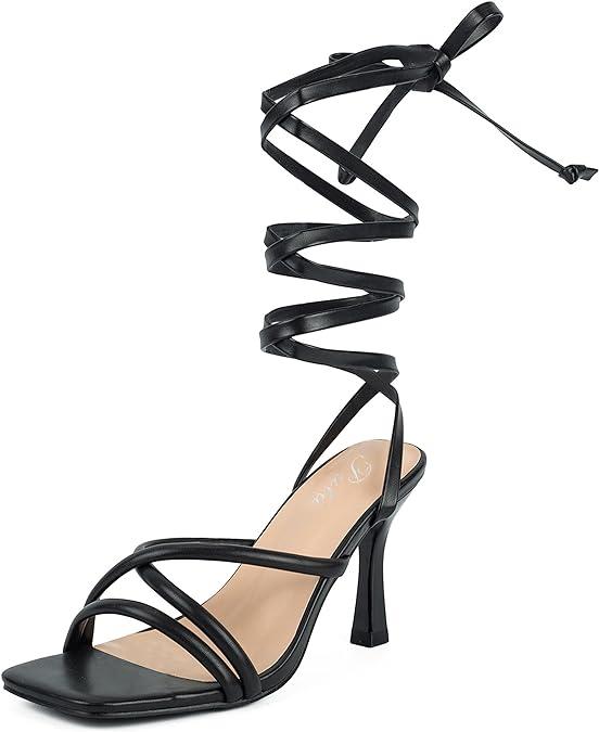 Women's Sexy Tie up Strappy Heeled Sandals for Wedding,Prom,Party,Tie up Stiletto Heels