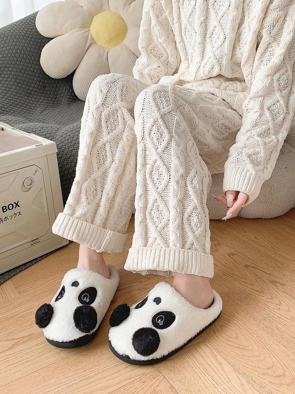 Women's Cute Panda Design Plush Slippers, Casual Soft Comfortable Home Slippers, Warm Slippers for Indoor & Outdoor Use for Fall & Winter