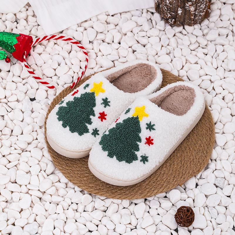 Cozy Womens Plush Tree Christmas Slippers - Soft, Warm, Slip-Resistant, and Comfortable - Perfect for Indoor Wear During Holiday Season