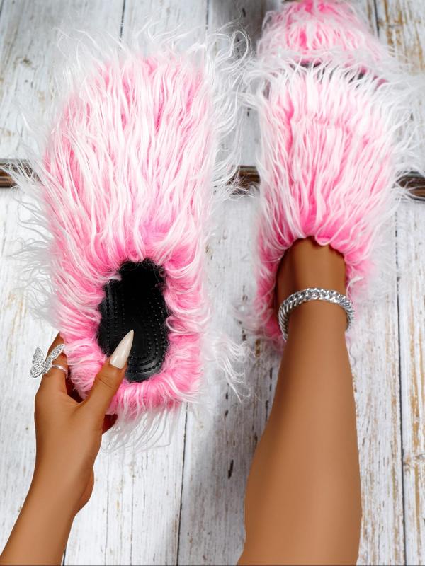 Women's Fluffy Trim Design Slippers, Casual Soft Comfortable Home Slippers, Warm Slippers for Indoor & Outdoor Use for Fall & Winter