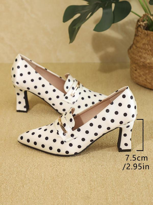 Women's Fashionable Polka Dot Pattern Pointed Toe High Heel Shoes, Elegant Slip on Shoes for Party, Daily Clothing Decor for Women & Girls