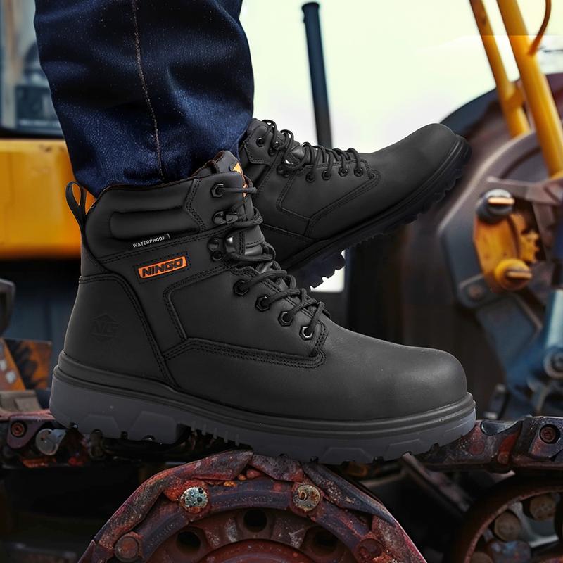 Men's Steel Toe Waterproof Work Boots - Oil & Slip Resistant, Puncture Proof Safety Footwear with EH Protection - Comfortable Industrial and Warehouse Boots for Men