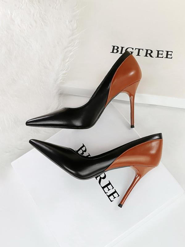 Women's Fashionable Colorblock Pointed Toe Stiletto Heels, Elegant High Heel Shoes for Party, Banquet, Trendy All-match & Exquisite Heels for Women & Girls