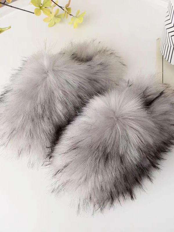 Women's Solid Color Fluffy Slippers, 2024 New Style Casual Soft Comfortable Home Slippers, Warm Slippers for Indoor & Outdoor Use for Fall & Winter