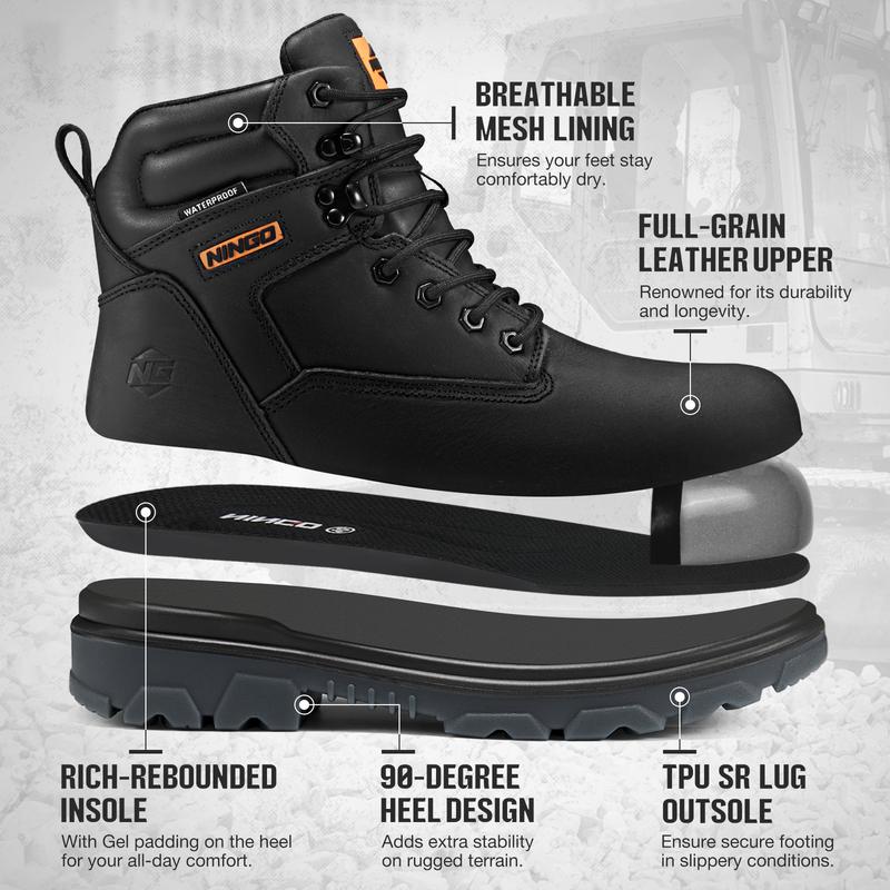 Men's Steel Toe Waterproof Work Boots - Oil & Slip Resistant, Puncture Proof Safety Footwear with EH Protection - Comfortable Industrial and Warehouse Boots for Men