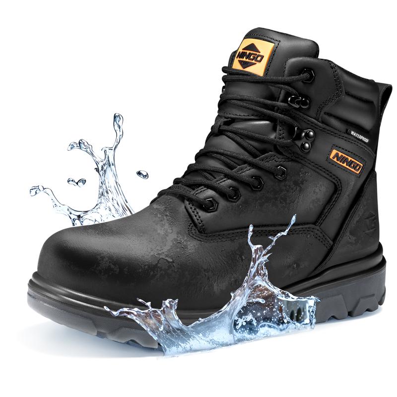 Men's Steel Toe Waterproof Work Boots - Oil & Slip Resistant, Puncture Proof Safety Footwear with EH Protection - Comfortable Industrial and Warehouse Boots for Men