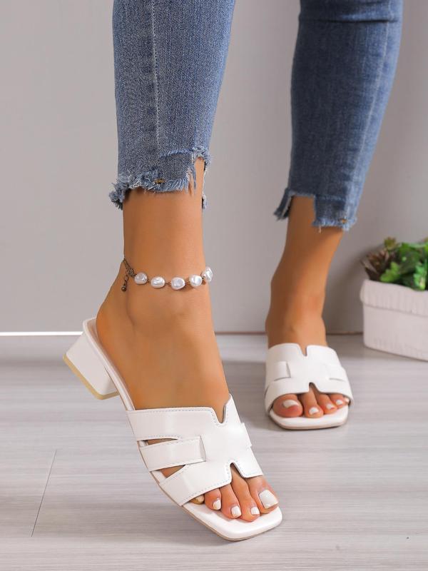 Women's Fashionable Solid Color Square Toe Slip on Sandals, Casual Versatile Mule Sandals for Summer, Lightweight Breathable Comfortable Shoes for Daily Wear