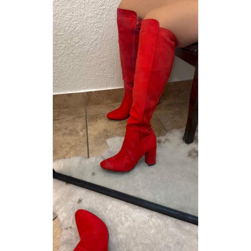 Cherry Over The Knee Boot - Red