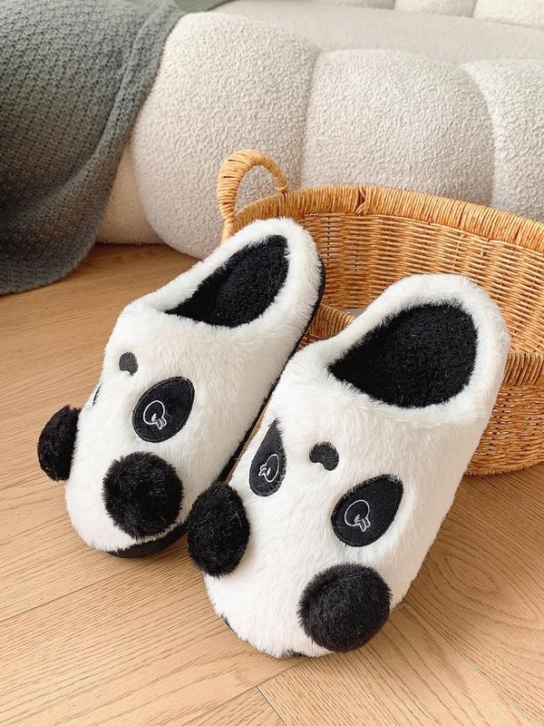 Women's Cute Panda Design Plush Slippers, Casual Soft Comfortable Home Slippers, Warm Slippers for Indoor & Outdoor Use for Fall & Winter