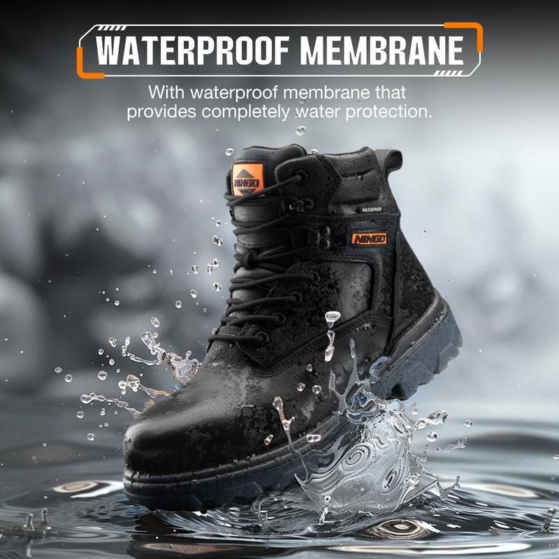 Men's Steel Toe Waterproof Work Boots - Oil & Slip Resistant, Puncture Proof Safety Footwear with EH Protection - Comfortable Industrial and Warehouse Boots for Men