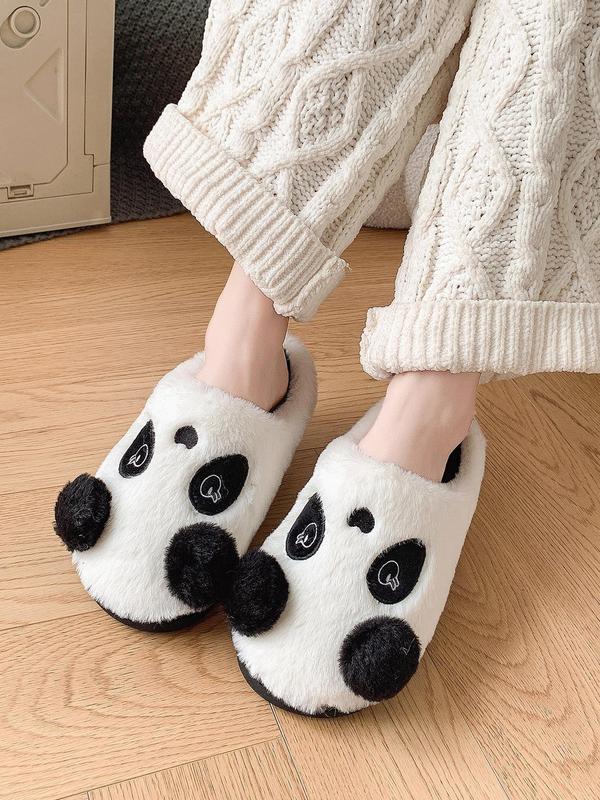 Women's Cute Panda Design Plush Slippers, Casual Soft Comfortable Home Slippers, Warm Slippers for Indoor & Outdoor Use for Fall & Winter