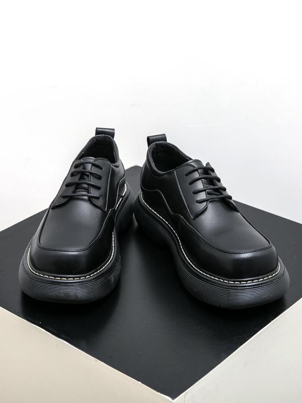 Men's Business Style Solid Color Lace Up Dress Shoes, Fashionable Oxford Flat Shoesfor Work Office, Male All-match Shoes for Daily Wear