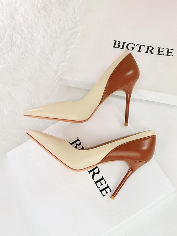 Women's Fashionable Colorblock Pointed Toe Stiletto Heels, Elegant High Heel Shoes for Party, Banquet, Trendy All-match & Exquisite Heels for Women & Girls