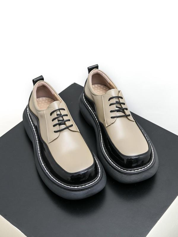 Men's Business Style Solid Color Lace Up Dress Shoes, Fashionable Oxford Flat Shoesfor Work Office, Male All-match Shoes for Daily Wear