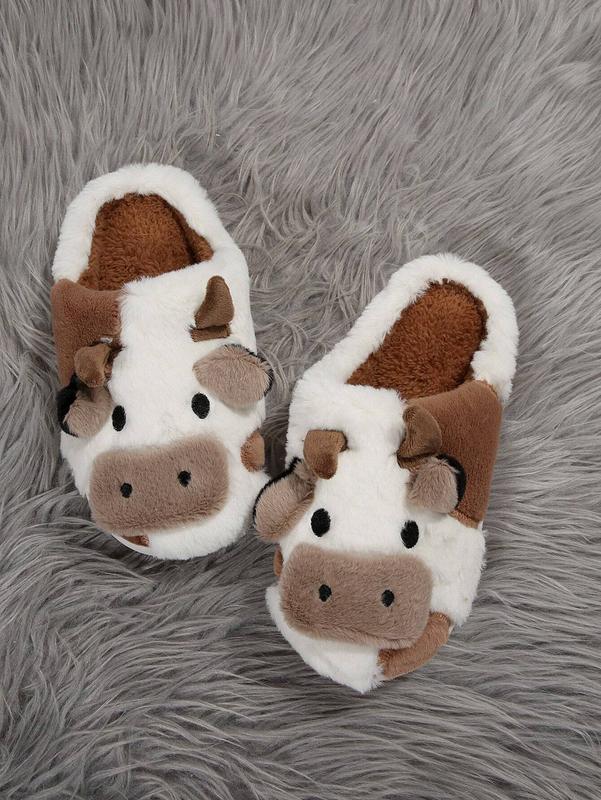 Women's cotton slippers, men's comfortable and warm closed toe non slip shoes, cute cartoon puppy plush cotton slippers for indoor bedrooms in winter