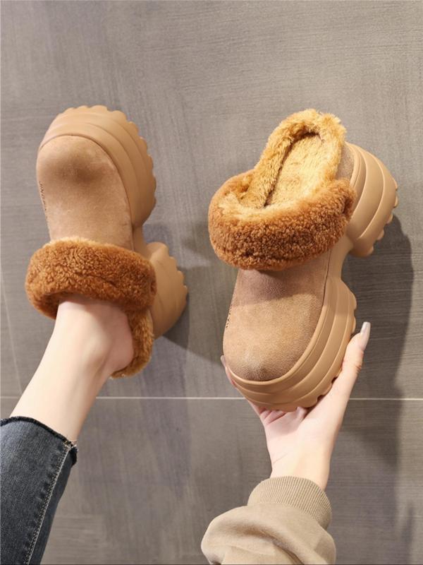 Women's Solid Color Belted Design Slippers, Casual Soft Comfortable Home Slippers, Warm Slippers for Indoor & Outdoor Use for Fall & Winter