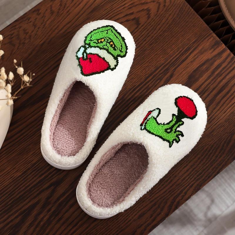 Grin Face Xmas Christmas Warm Slippers Christmas Tree Cotton Slippers Indoor Soft Soles Non-slip Indoor Floor Mute Cotton Slippers