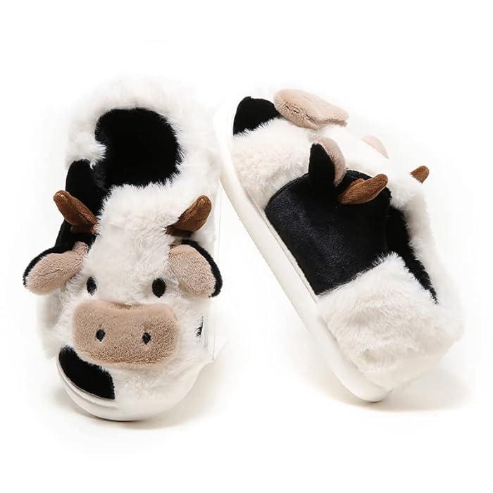 Women's cotton slippers, men's comfortable and warm closed toe non slip shoes, cute cartoon puppy plush cotton slippers for indoor bedrooms in winter