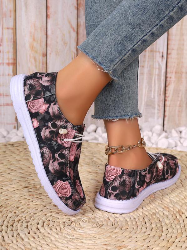 Women's Fashion Floral Print Lace Up Low Top Sneakers, Athletic Women's Sneakers, Casual Comfort Breathable Sports Shoes, Female All-match Round Toe Shoes for Daily Training Wear, Girl Walking Shoes