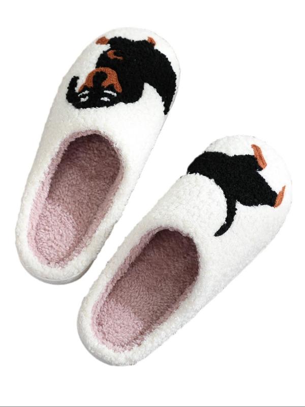 Women's Cute Cartoon Animal Pattern Plush Slippers, Casual Soft Comfortable Home Slippers, Non-slip Warm Slippers for Indoor & Outdoor Use for Fall & Winter