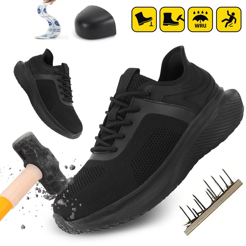 Seasonal Style Men’s Industrial Steel Toe Sneakers – Black All-Purpose Safety Footwear for Warehouse and Tough Jobs Closed Boy Walking Shoes Shoe