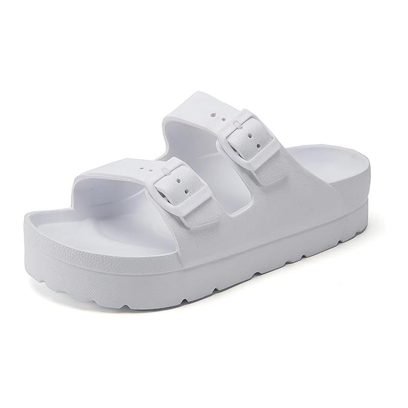 Women's Lightweight Comfort Soft Platform Slides EVA Adjustable Double Buckle Slide Sandals Summer Beach Slippers Non-Slip Shower Shoes Walking shoes Footwear  Tsinelas Girl Flatform