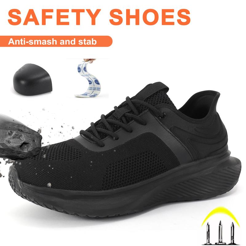 Seasonal Style Men’s Industrial Steel Toe Sneakers – Black All-Purpose Safety Footwear for Warehouse and Tough Jobs Closed Boy Walking Shoes Shoe