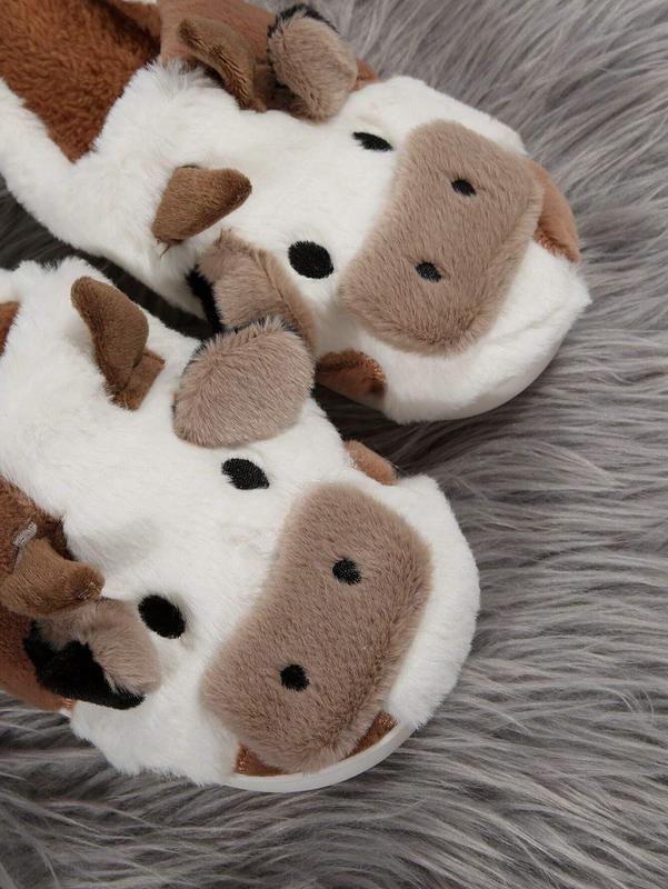 Women's cotton slippers, men's comfortable and warm closed toe non slip shoes, cute cartoon puppy plush cotton slippers for indoor bedrooms in winter