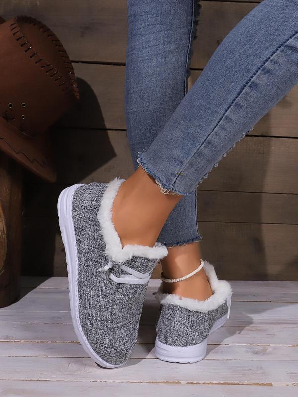 Women's Fluffy Suede Texture Warm Fur Lined Shoes, Fashion Warm Comfortable Slip-on Shoes for Fall & Winter, Casual Comfortable Outdoor Walking Shoes for Women and Girls, Footwear