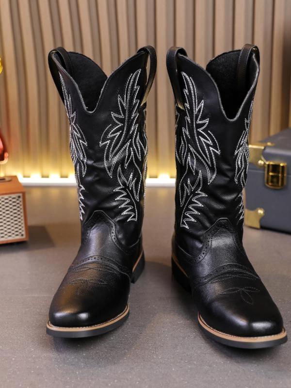 Men's Fashionable Colorblock Embroidering Design Cowboy Boots, Casual Comfortable Western Boots for Daily Wear, Fashion Shoes for Party, Daily Clothing Decor