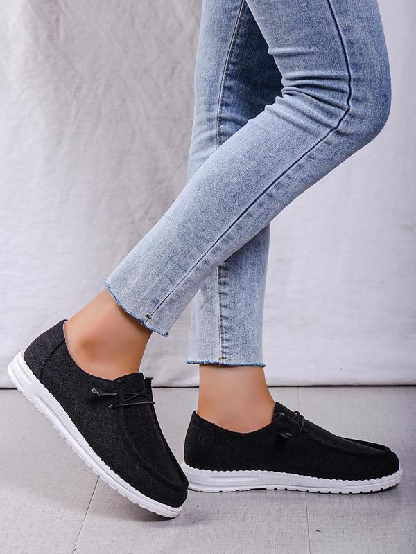 Women's 2024 New Stylish Lace up Design Loafers, Casual Trendy Comfy Round Toe Boat Shoes, Minimalist All-match Slip on Shoes for Daily Wear, Classic Sports Shoes for Girl