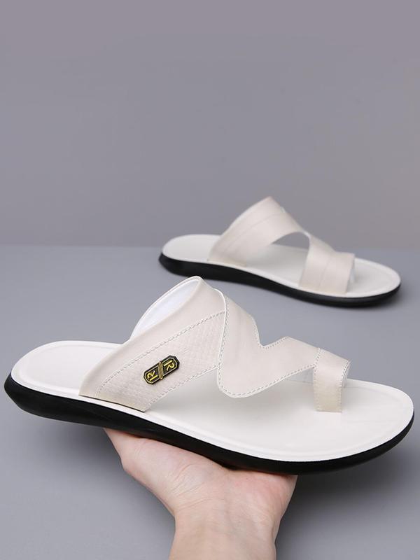 Men's Casual Plain Slip on Sandals, Fashionable Versatile Soft Sole Non-slip Beach Shoes, Casual Comfortable Shoes for Daily Wear