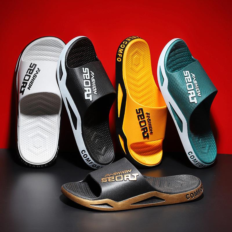 New Stylish Beach Comfortable Men's Sandals Comfortable Slippers-Breathable, Non-Slip, Soft Sole PVC Shoe Upper and Insole, round Toe, Solid Color Footwear Boy